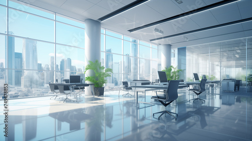 Empty office open space interior. Business conference company background, Ai generated image © Trendy Image Two