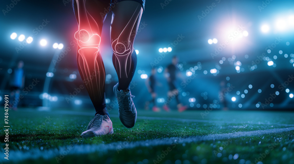 Football Player Pain With Injury At Knee Ankle During Play Football On Football Player Pain With Injury At Knee Ankle During Play Football On