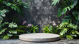 Natural stone and concrete podium in tropical