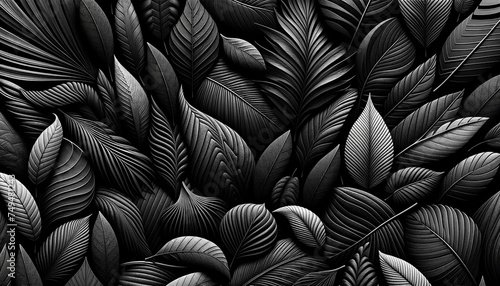 abstract black leaves for a tropical leaf background 