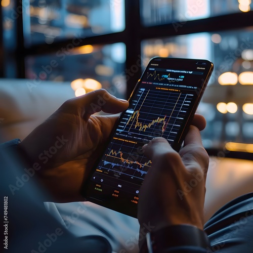 stock trading activity on handphone screen, stock investment
