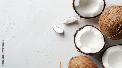 Open coconut isolated on white background