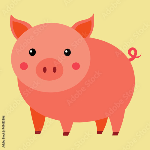 Pig, swine, boar, piglet, piggy, animal, pet, vector, illustration, draw, cartoon, pretty, cute