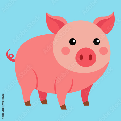 Pig, swine, boar, piglet, piggy, animal, pet, vector, illustration, draw, cartoon, pretty, cute