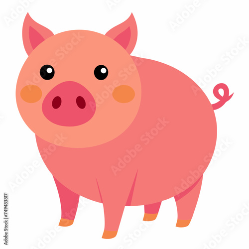 Pig, swine, boar, piglet, piggy, animal, pet, vector, illustration, draw, cartoon, pretty, cute