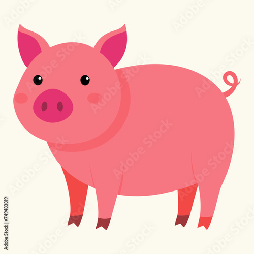 Pig, swine, boar, piglet, piggy, animal, pet, vector, illustration, draw, cartoon, pretty, cute © Gleb