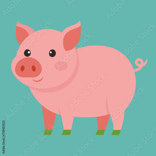Pig, swine, boar, piglet, piggy, animal, pet, vector, illustration, draw, cartoon, pretty, cute