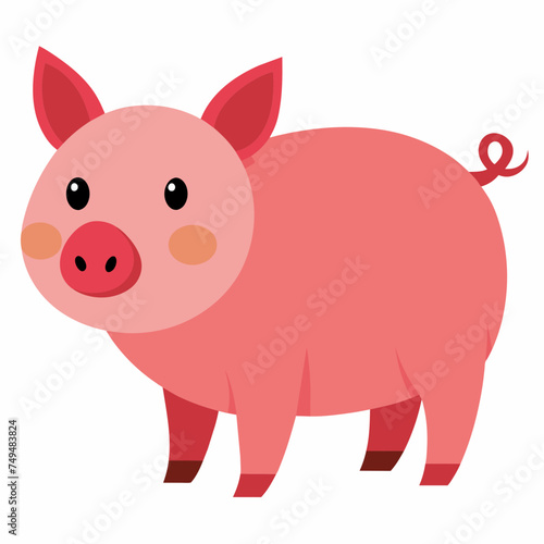 Pig, swine, boar, piglet, piggy, animal, pet, vector, illustration, draw, cartoon, pretty, cute