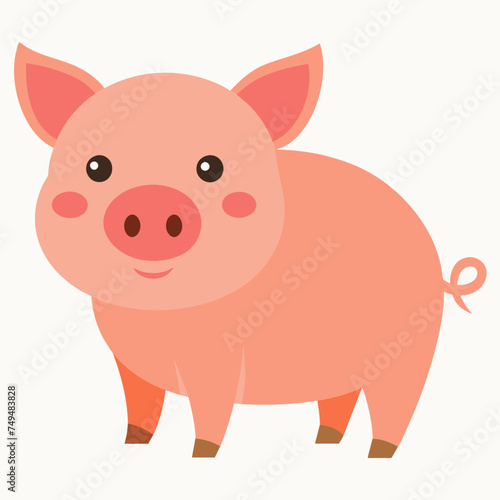 Pig, swine, boar, piglet, piggy, animal, pet, vector, illustration, draw, cartoon, pretty, cute