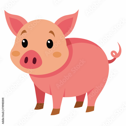 Pig, swine, boar, piglet, piggy, animal, pet, vector, illustration, draw, cartoon, pretty, cute