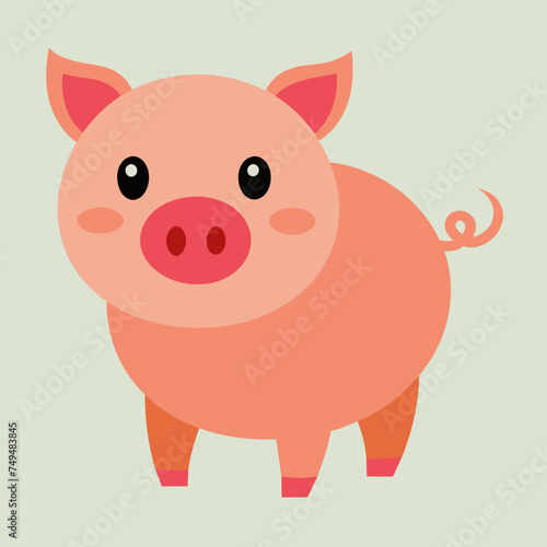 Pig, swine, boar, piglet, piggy, animal, pet, vector, illustration, draw, cartoon, pretty, cute