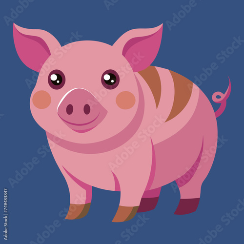 Pig, swine, boar, piglet, piggy, animal, pet, vector, illustration, draw, cartoon, pretty, cute