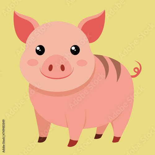 Pig, swine, boar, piglet, piggy, animal, pet, vector, illustration, draw, cartoon, pretty, cute