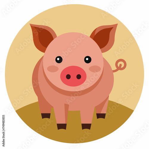 Pig, swine, boar, piglet, piggy, animal, pet, vector, illustration, draw, cartoon, pretty, cute