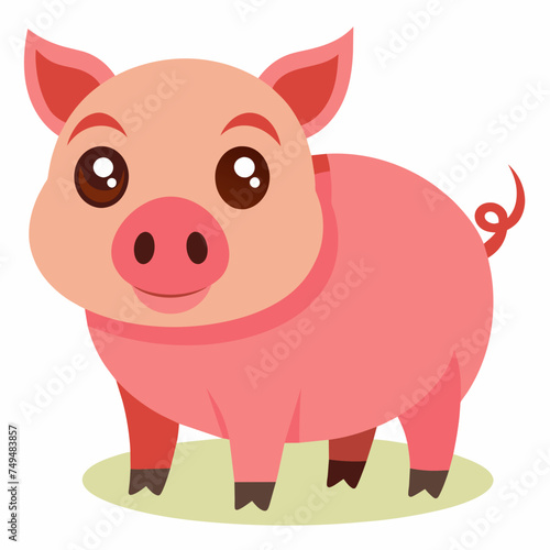 Pig, swine, boar, piglet, piggy, animal, pet, vector, illustration, draw, cartoon, pretty, cute