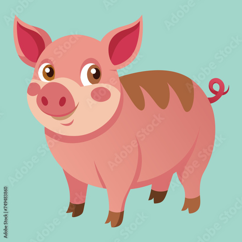 Pig, swine, boar, piglet, piggy, animal, pet, vector, illustration, draw, cartoon, pretty, cute
