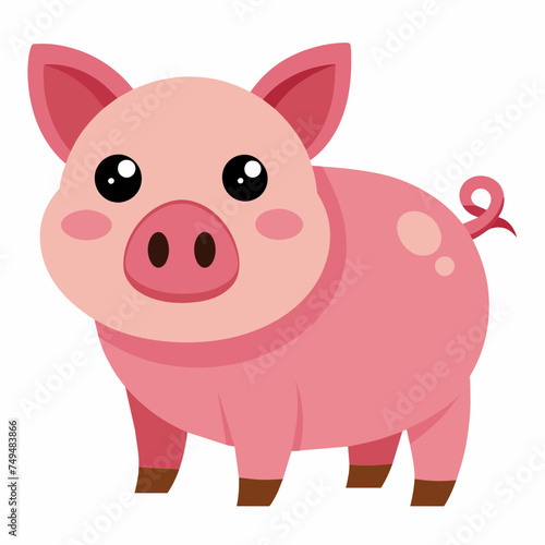 Pig, swine, boar, piglet, piggy, animal, pet, vector, illustration, draw, cartoon, pretty, cute