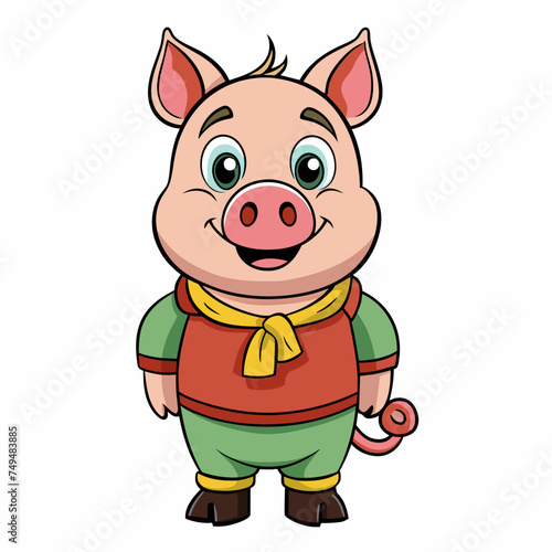 Pig, swine, boar, piglet, piggy, animal, pet, vector, illustration, draw, cartoon, pretty, cute