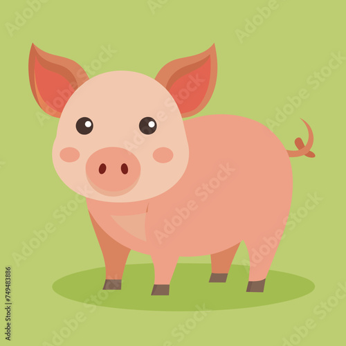 Pig, swine, boar, piglet, piggy, animal, pet, vector, illustration, draw, cartoon, pretty, cute