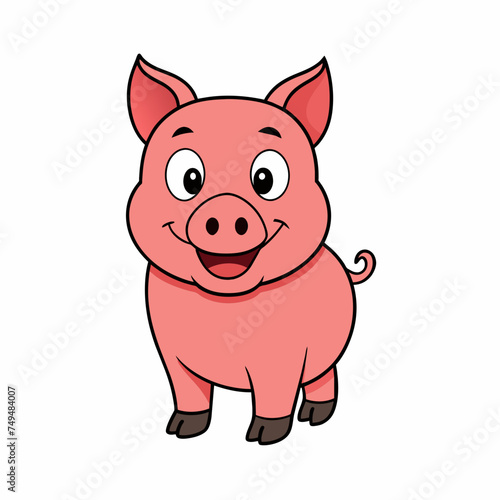 Pig, swine, boar, piglet, piggy, animal, pet, vector, illustration, draw, cartoon, pretty, cute
