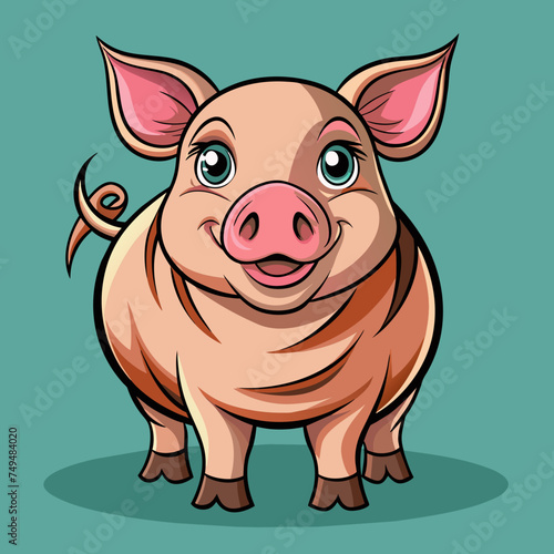 Pig, swine, boar, piglet, piggy, animal, pet, vector, illustration, draw, cartoon, pretty, cute