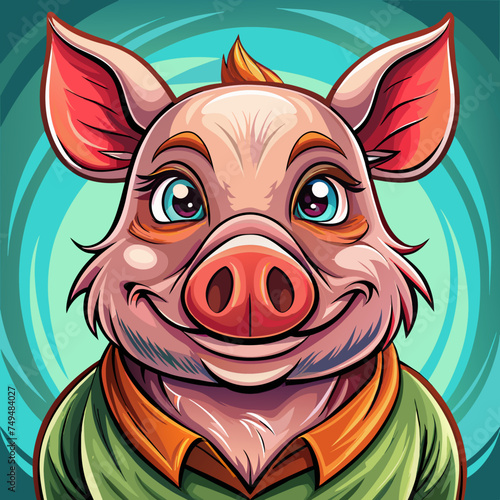 Pig, swine, boar, piglet, piggy, animal, pet, vector, illustration, draw, cartoon, pretty, cute