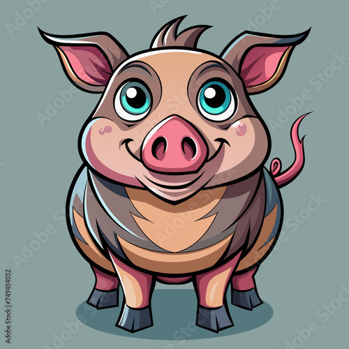 Pig, swine, boar, piglet, piggy, animal, pet, vector, illustration, draw, cartoon, pretty, cute