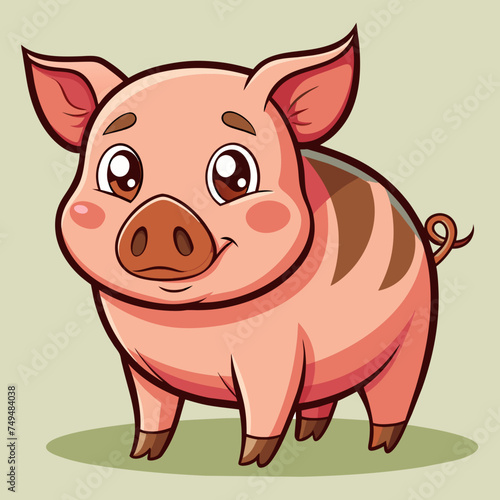 Pig, swine, boar, piglet, piggy, animal, pet, vector, illustration, draw, cartoon, pretty, cute