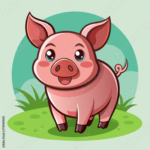 Pig, swine, boar, piglet, piggy, animal, pet, vector, illustration, draw, cartoon, pretty, cute