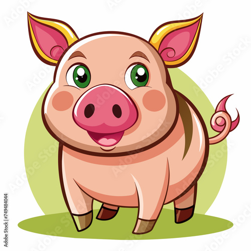 Pig, swine, boar, piglet, piggy, animal, pet, vector, illustration, draw, cartoon, pretty, cute