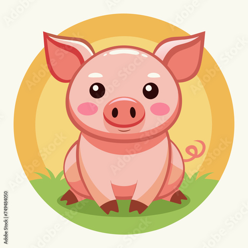 Pig, swine, boar, piglet, piggy, animal, pet, vector, illustration, draw, cartoon, pretty, cute