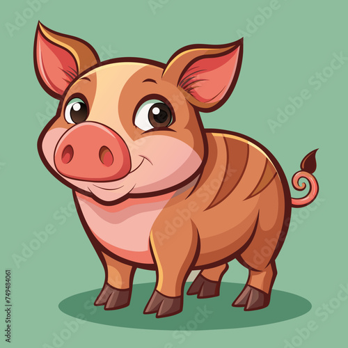 Pig, swine, boar, piglet, piggy, animal, pet, vector, illustration, draw, cartoon, pretty, cute