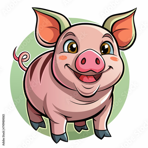 Pig, swine, boar, piglet, piggy, animal, pet, vector, illustration, draw, cartoon, pretty, cute