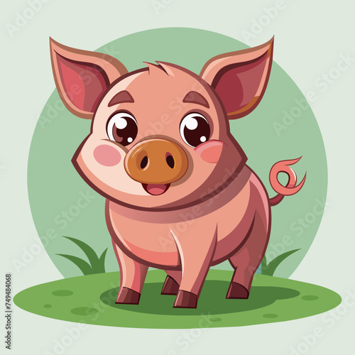 Pig, swine, boar, piglet, piggy, animal, pet, vector, illustration, draw, cartoon, pretty, cute