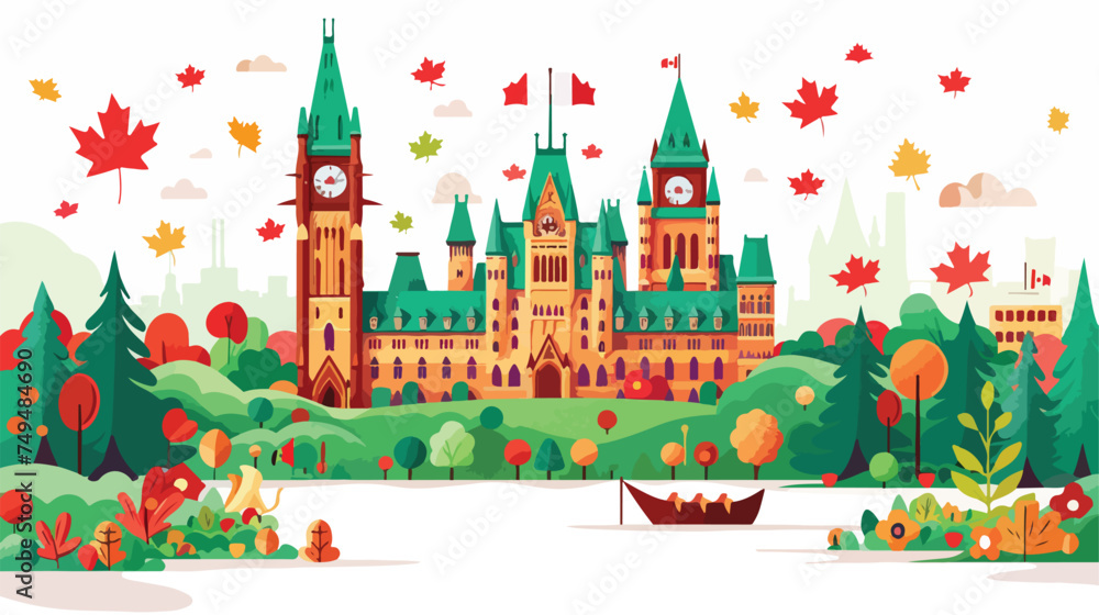 Canada day card isolated on white background cartoon