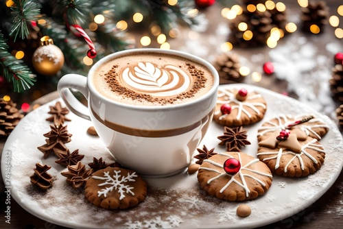 coffee and christmas cookies generated by AI technology