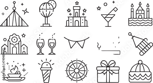 Holiday  party, event, celebrate, entertainments Icons set  vector collections. 