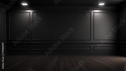 Interior of classic black empty room with walls © sema_srinouljan