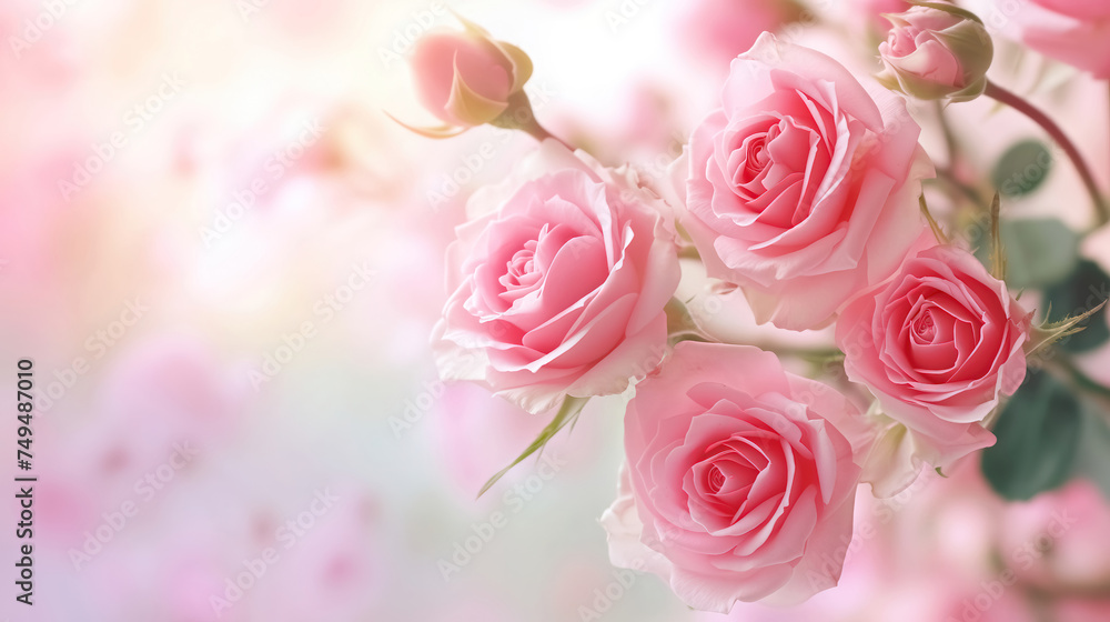 Bouquet of beautiful pink flowers isolated on white, soft pastel color flower background.