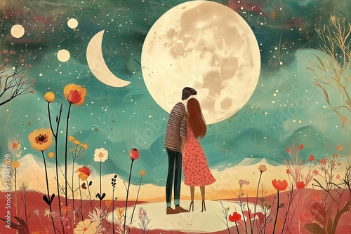 Couple in love, romantic ba...