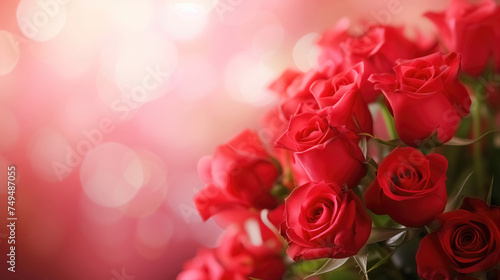 Red roses background  Many red flowers on a blurred background.