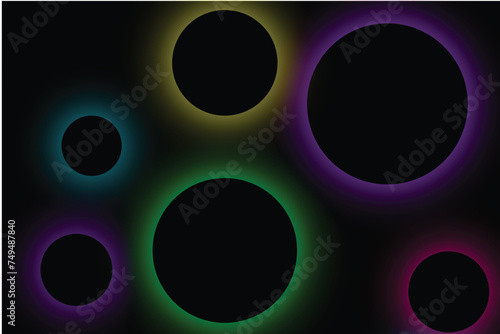 Set of blue, red-purple, green illuminate frame design. Abstract cosmic vibrant color circle background