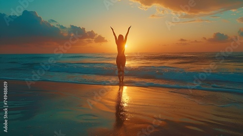 yoga on the beach at sunrise