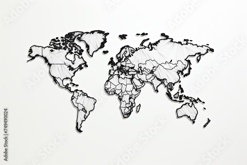 Simple black outline of world map illustration on white background.