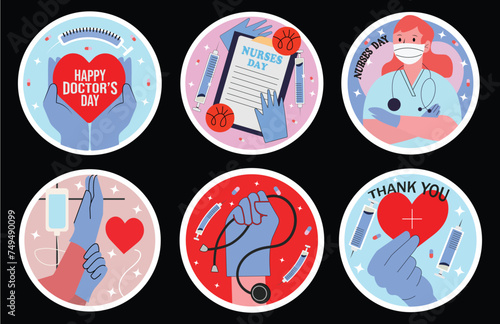National Doctor's Day. stickers.
