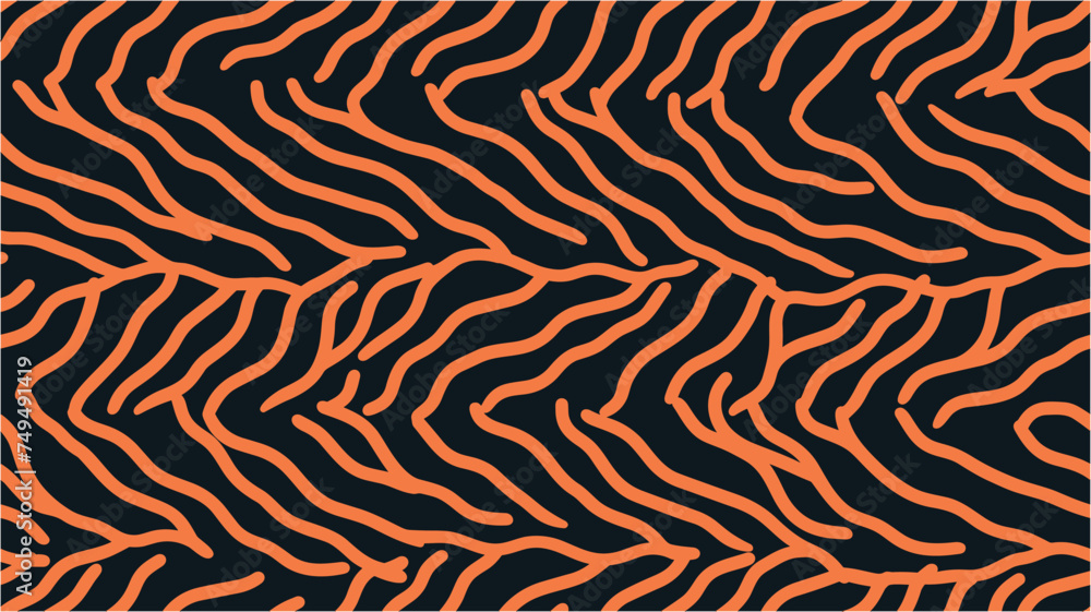 Obraz premium Perfect for textile, wallpaper or print design. Animal skin background pattern. Wild life wallpaper. Vector tiger pattern. Vintage background. Dynamics, smoothness and movement. Seamless.