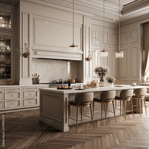 the interior of the kitchen is in the style of Provence  minimalism.