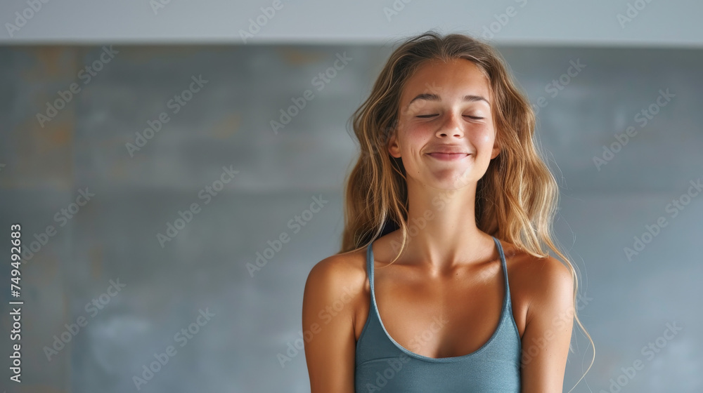 Young Woman Smiling While Doing Pilates at Home
Young Woman Smiling While Doing Pilates at Home