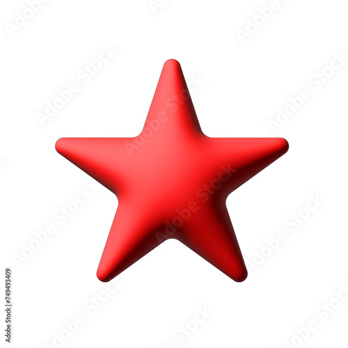 3d star icon isolated on white background. red color star object