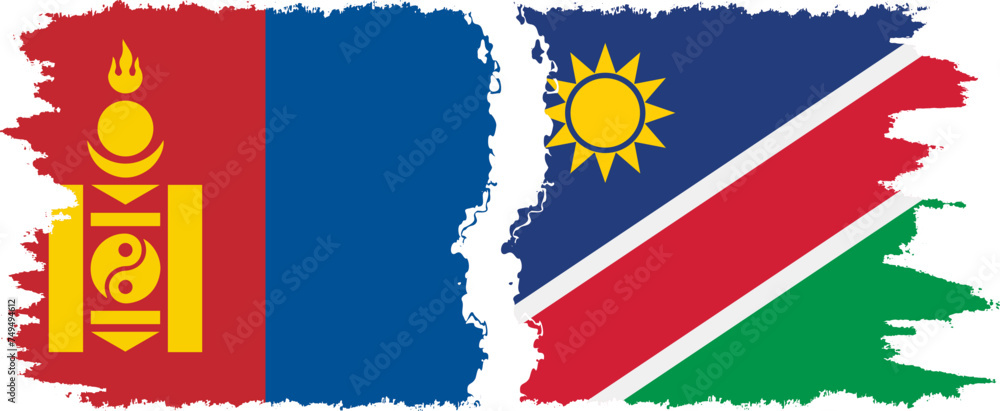 Namibia and Mongolia grunge flags connection vector Namibia and Mongolia grunge flags connection vector